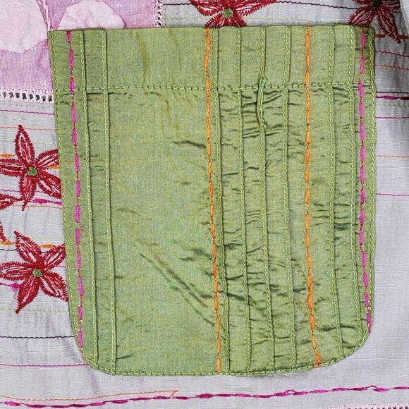 Parsley & Sage Button Down Shirt Pink Green Long Sleeve Patchwork Medium New - Picture 4 of 12